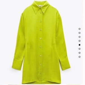 NEW ZARA Green Cut Out Shirt Dress